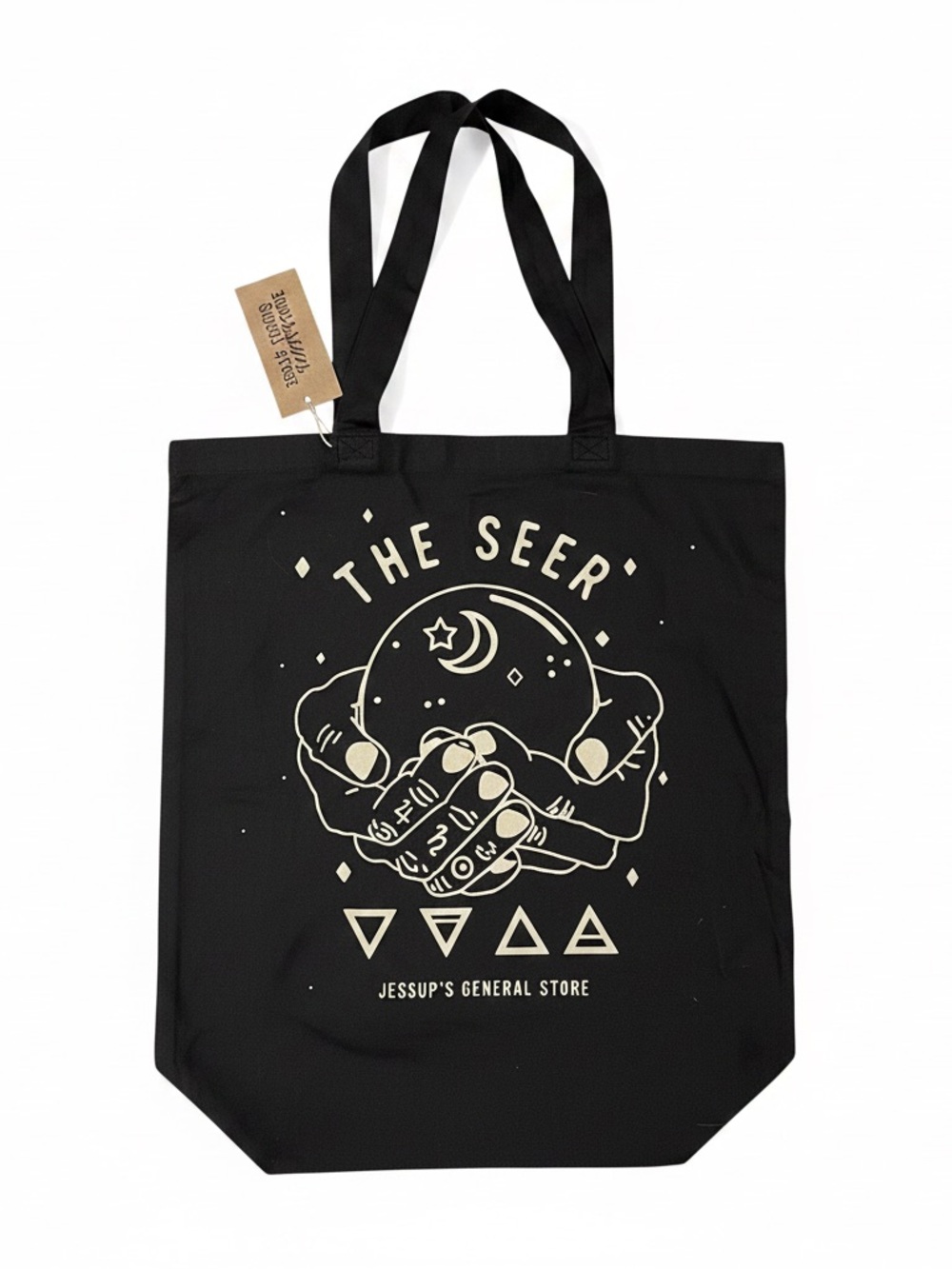 The Seer Black Graphic Tote Bag